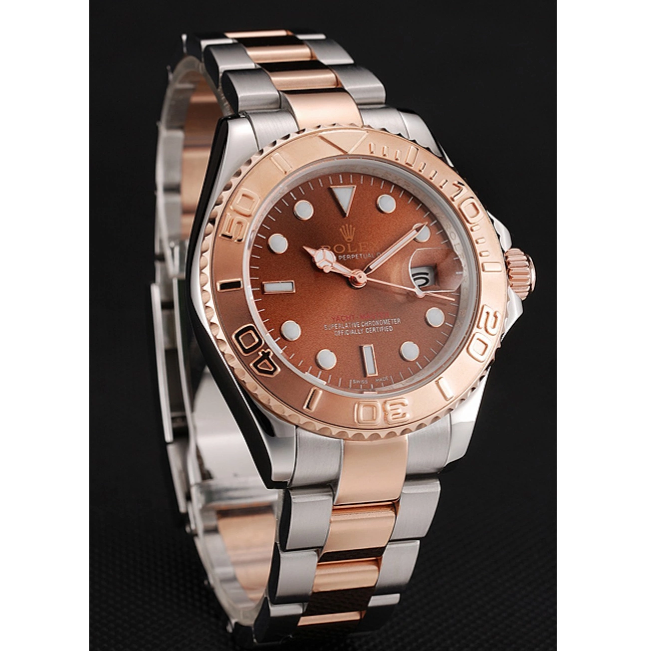 MiroTime 0712 Rolex Yacht Master Rose Gold Dial Two Tone Stainless Steel Bracelet 1453864